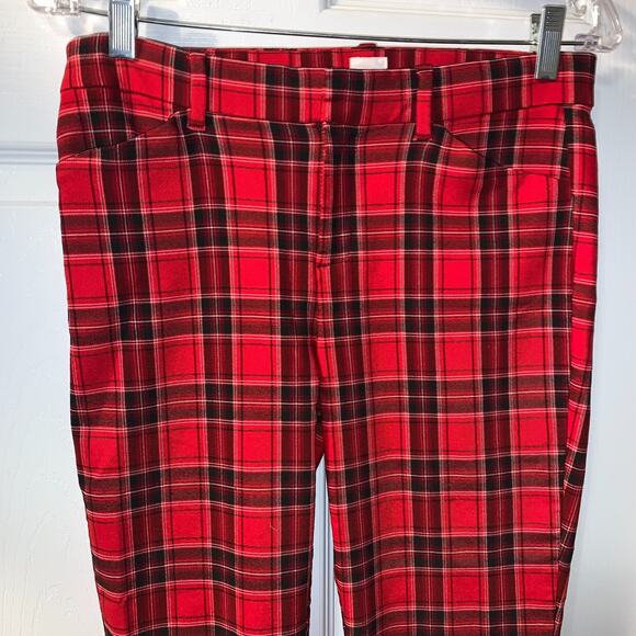 Gap Women's Plaid Signature Skinny Ankle Pants Size 4 Red Black Holidays Winter - Picture 3 of 8